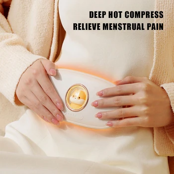 Интелигентна менструална топло Cartoony вибриращ масажор с вибрация, 5 режими, облекчаване на болки по време на менструация, Самонагревающееся устройство за облекчаване на дисменорея при жените 3