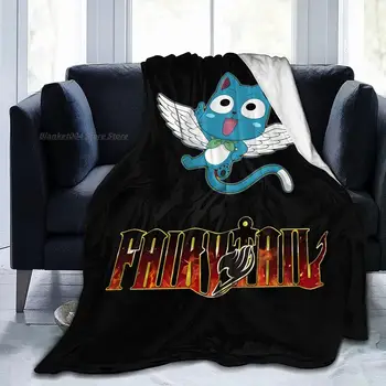 Одеало Fairy Tail Happy Аниме, уникално всесезонное одеяло, фланелен завивки, подходящи за легла, столове, диван, хол, стая