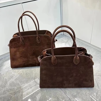 Новата модерна дамска чанта на едно рамо с голям капацитет, луксозни маркови висококачествени чанти от еленова кожа кожа и кадифе за жени