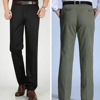 Популярни бизнес панталони, обикновен, много меки, Пролет-лято, Разтеглив, прави панталони за костюм 4