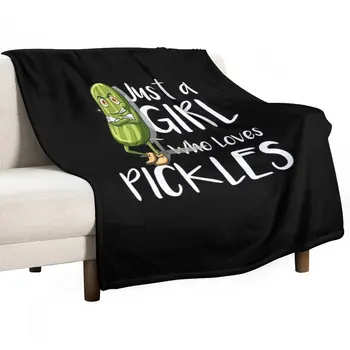 Тениска Just a Girl Who Обича Pickles, Забавни Тениски С Кисели краставички, Сладка Тениска С Кисели краставички, Подарък тениска За Любителите на Кисели краставички, рожден Ден, Каре G Throw