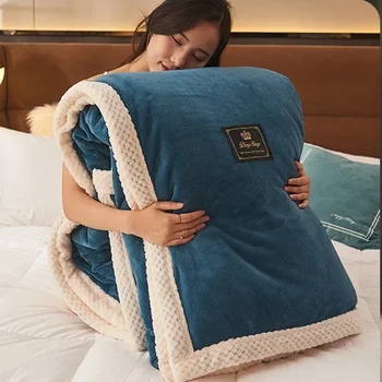 Домашен текстил Зимата на топло плюшено пухени Гъст удобно одеяло от млечен кадифе, стеганое одеяло, домашно одеяло, покривка за спално бельо