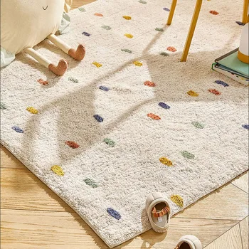 Изкуствен Вълнен килим-Мини подложки за дивана в модерна всекидневна, малка странична подложка за стаята момичета, Детски килими за проследяването стъпки пълзи, география