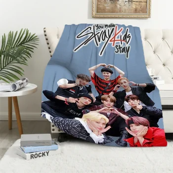Бездомни Деца Kpop, Негабаритное декоративно одеяло на дивана, пушистое одеало за двойно легло, дебели за зимни одеала и неравности