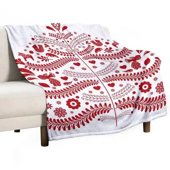Червено одеяло в стила на коледната елха в скандинавски нагряване с плътни термоизоляционными материали за пътни одеяла