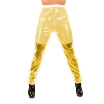 Дамски Панталон с висока талия и Секси Свободни Зреещи от прозрачен PVC-пластмаса, Дълги панталони, Дамски Прозрачни Панталони, Сексуална Клуб, Еротично Бельо
