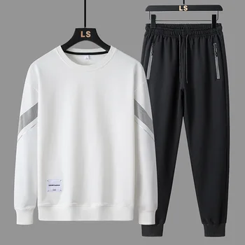 Пуловер Мъжки спортни комплекти С дълъг ръкав и кръгло деколте Пролетта панталони-двойка е за почивка на Едро Оригинал