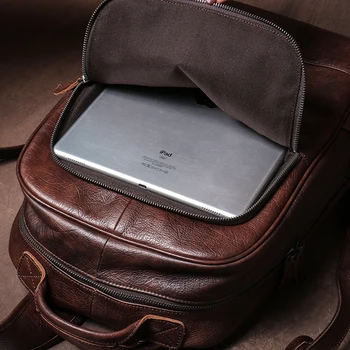 Мъжки ретро раница LUOKIR от естествена кожа, луксозна пътен раница, модерен училищен чанта, Офис и компютърна чанта за 16-инчов лаптоп 4
