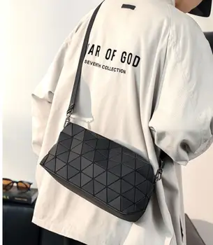 2023 Нови мъжки геометрични чанти, луксозна кожена черна чанта през рамо за мъже, дамски геометрични чанти, дизайнер Bolsa
