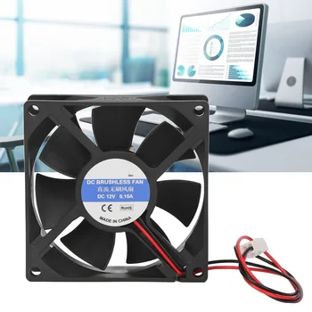 Вентилатор за охлаждане на процесора 80 мм Безшумен 3-пинов конектор Черно ABS Лесна инсталация на Вентилатора за охлаждане на КОМПЮТЪР, за компютър