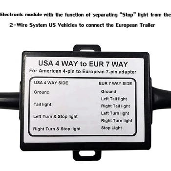5-кратно конвертор светлина от САЩ в Европа, 4-лентови плоска розетка (американски автомобил) До 7-ходовому Круглому Конектора (Европейски трейлър) 4