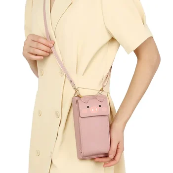 Нови дамски чанти за мобилни устройства Сладко Pig, дамски портфейл с цип, женски притежателите на карти, дълга чанта през рамо, дамски портфейли 3