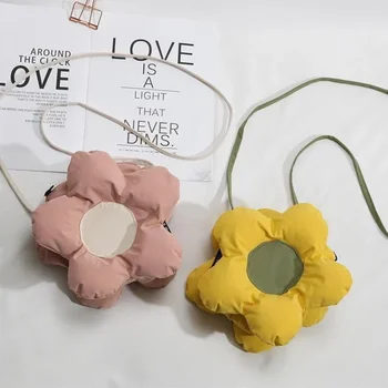 Малка чанта във формата на цвете на Слънцето, девчачья чанта, дамска чанта през рамо, креативна сладко цвете чанта-месинджър с едно рамо, сладко чанта за корейски момичета