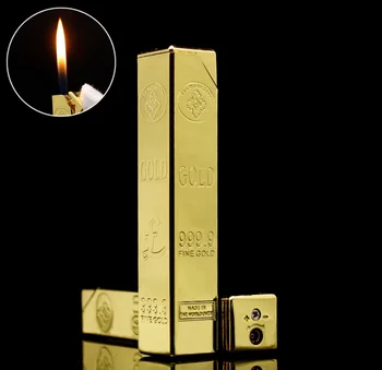 Кюлчета злато модел креативна ивица бутан Надуваема газова запалка за цигари с открит пламък личен метален детонатора за пушачи мъже, жени подарък