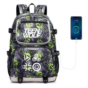 Teen Wolf USB Голям капацитет за тийнейджъри, училищни чанти, дамски Мъжки раници за лаптопи, чанти за книги за момчета и момичета