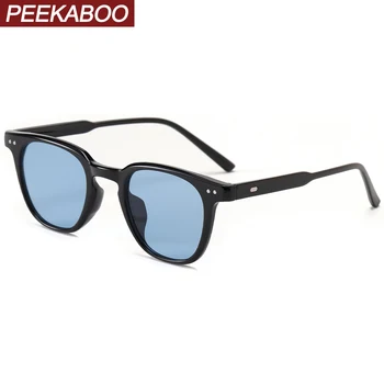 Слънчеви очила Peekaboo в квадратна рамка с мъжки заклепкой в малка рамка мъжки кръгли слънчеви очила за жени цветни синьо-зелени 2022 uv400