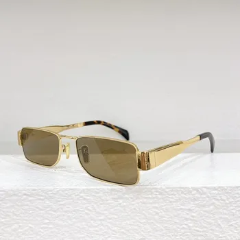 Дамски овални слънчеви очила в малка метална рамка за мъже, Естетичен марка, футуристичен Унисекс Летни Дамски Слънчеви очила с UV400