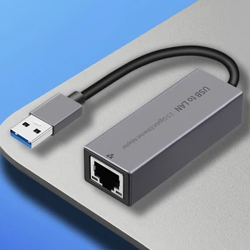 Мрежова карта Type-C / USB3.0 ДО RJ-45 2,5 G 2500 Mbps с USB-адаптер Gigabit Ethernet Безплатен Конвертор на Мрежови адаптери, Plug and Play