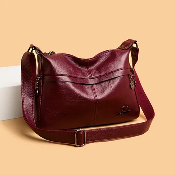 Дамски висококачествена чанта през рамо от изкуствена кожа, меки и елегантни дамски проста чанта през рамо, ежедневни дизайнерска чанта Sac A Main 4