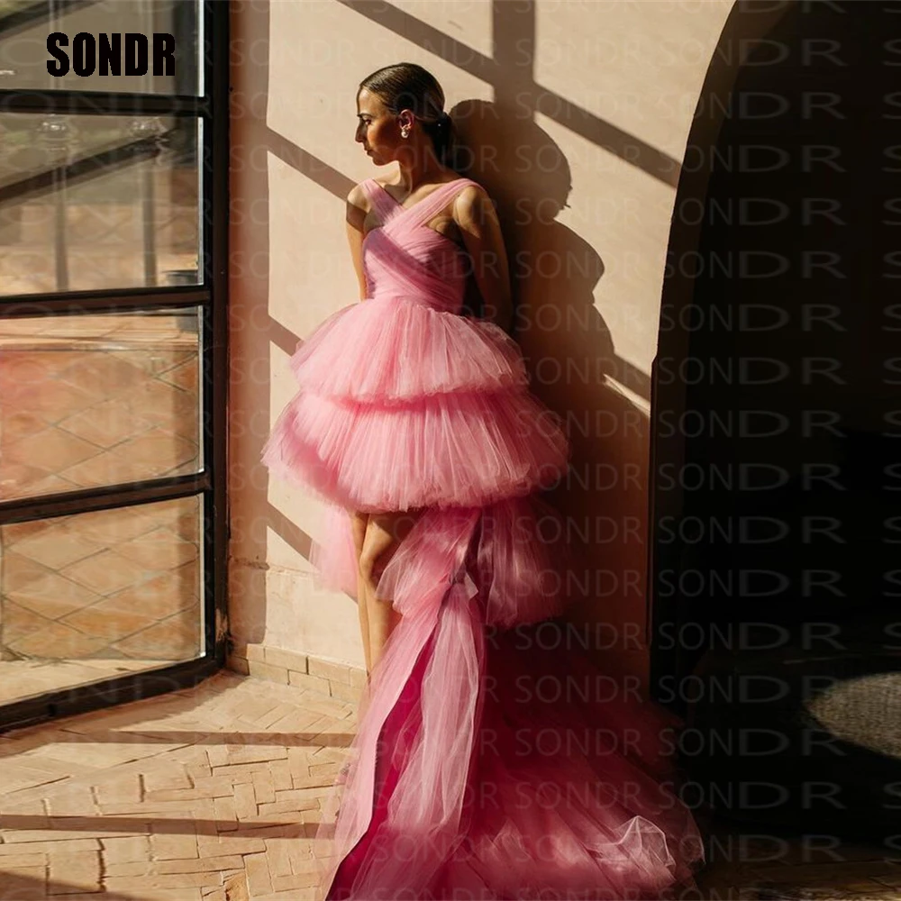 SONDR Rose тюлевое Диференцирани вечерна рокля с висока засаждане 2023, бални рокли без ръкави, Тържествено мероприятие, рокля за бала, Robe De Soiree De Mariag