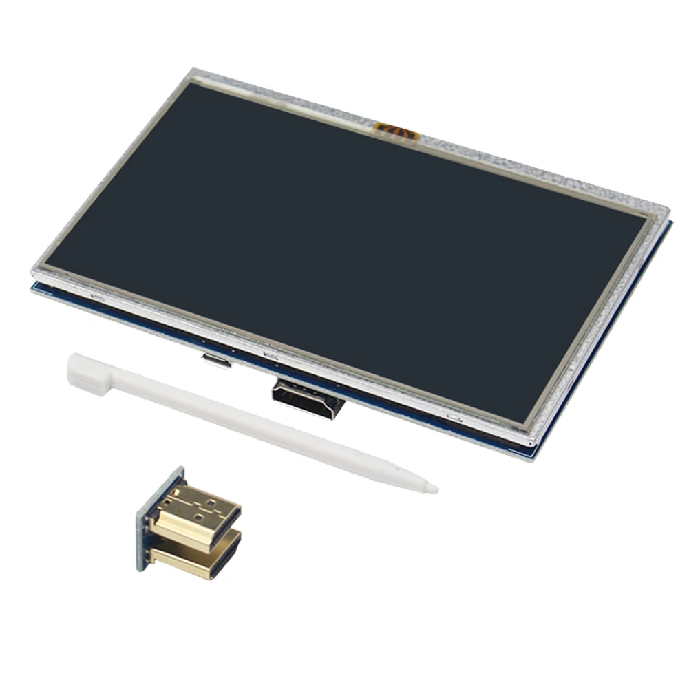 5-инчов LCD монитор със сензорен екран, съвместим с HDMI, Комплект за дисплея 1024X600 за Raspberry Pi 4B/3Б +/3Б/2B/B + сензорен екран