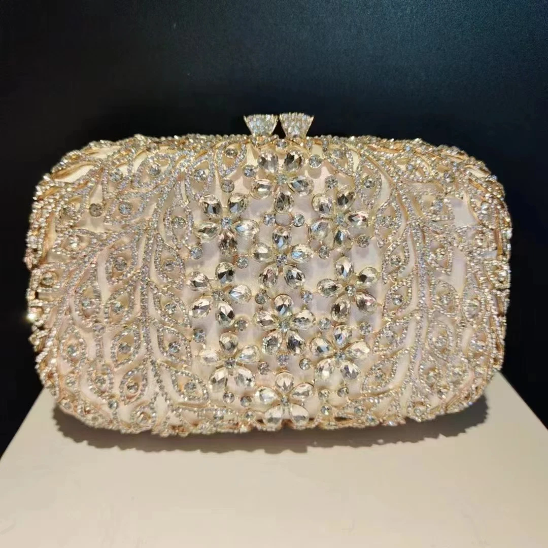 Дамски вечерна дамска чанта с кристали, сребристо-бял сватбен клатч с кристали, чанта-клатч за бала, дневни клатчи с диаманти, чанта-верига за парти