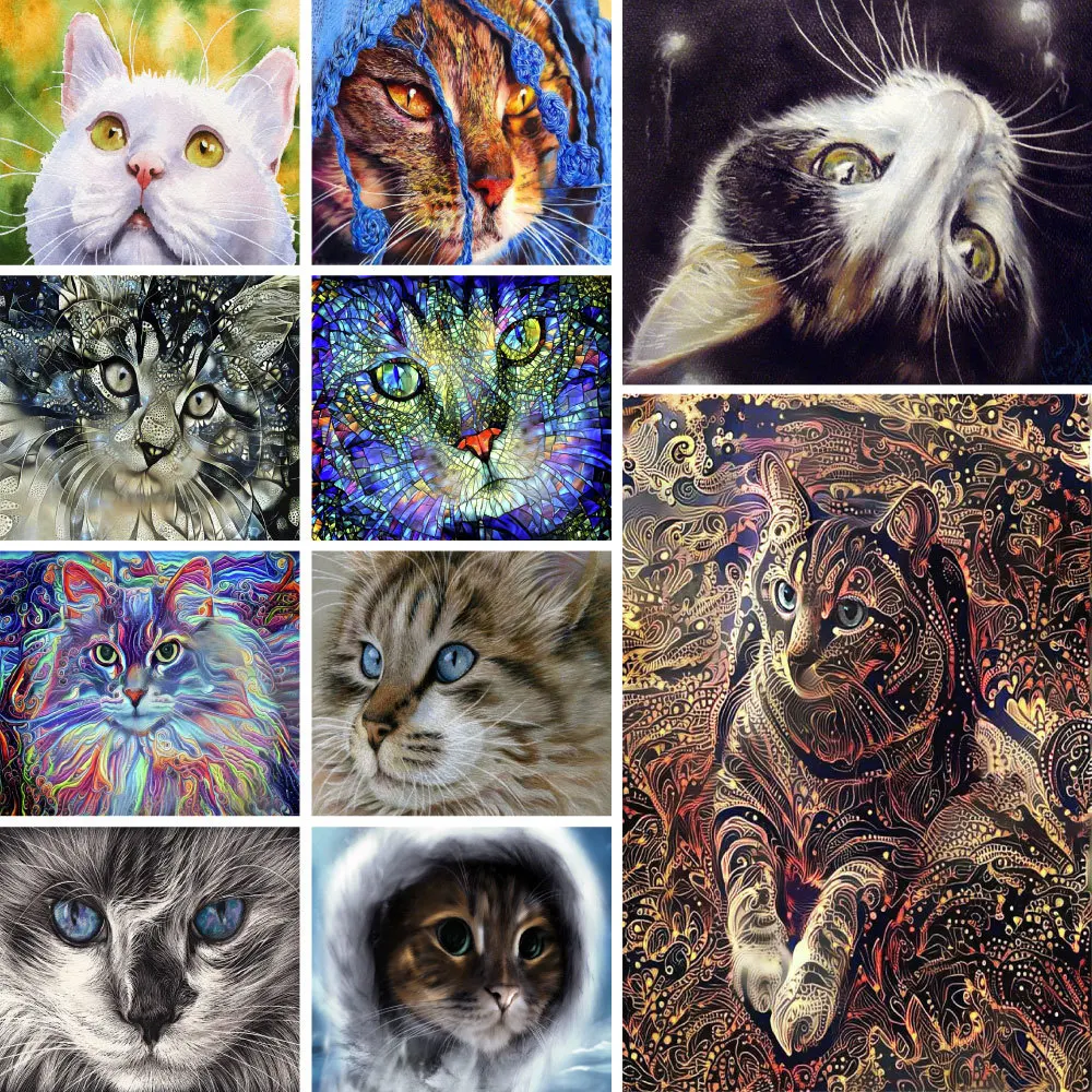 Диамантена рисувани любимец котка, нови стикери и плакати 2023 г., украса за дома, стоки за бродерия, подарък за възрастни, новост 2023 година, безплатна доставка