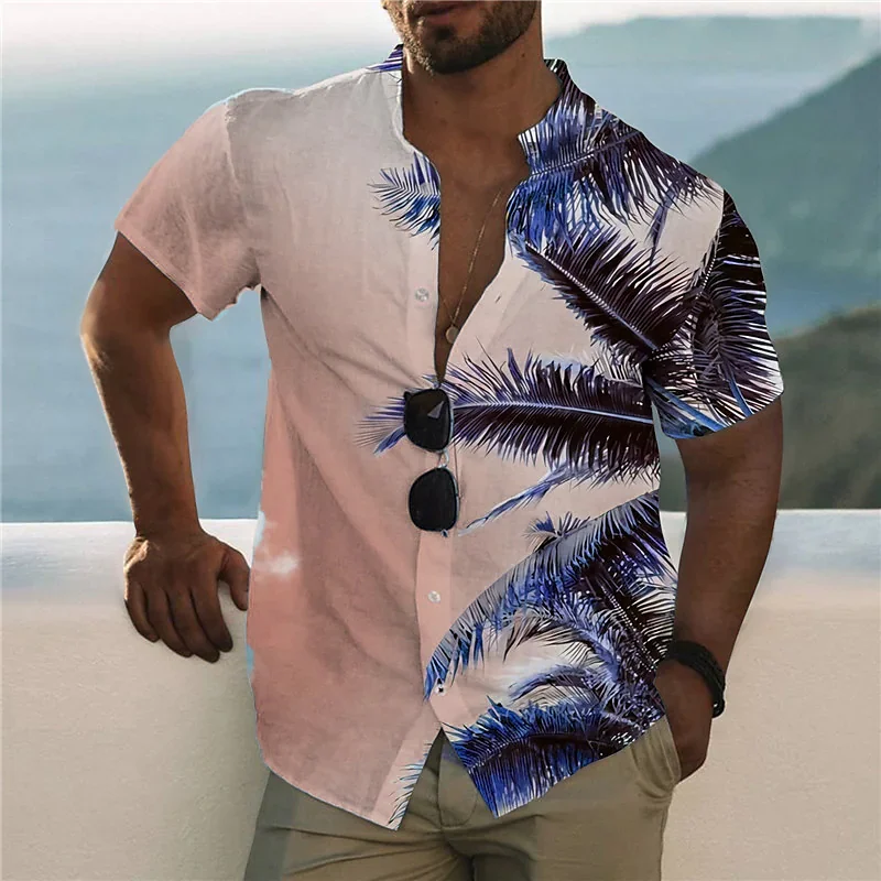 2023 Мъжки ризи от кокосови палми с 3D принтом, мъжки хавайска риза, плажни модни блузи с къс ръкав 5xl, тениска мъжка блуза Camisa 0
