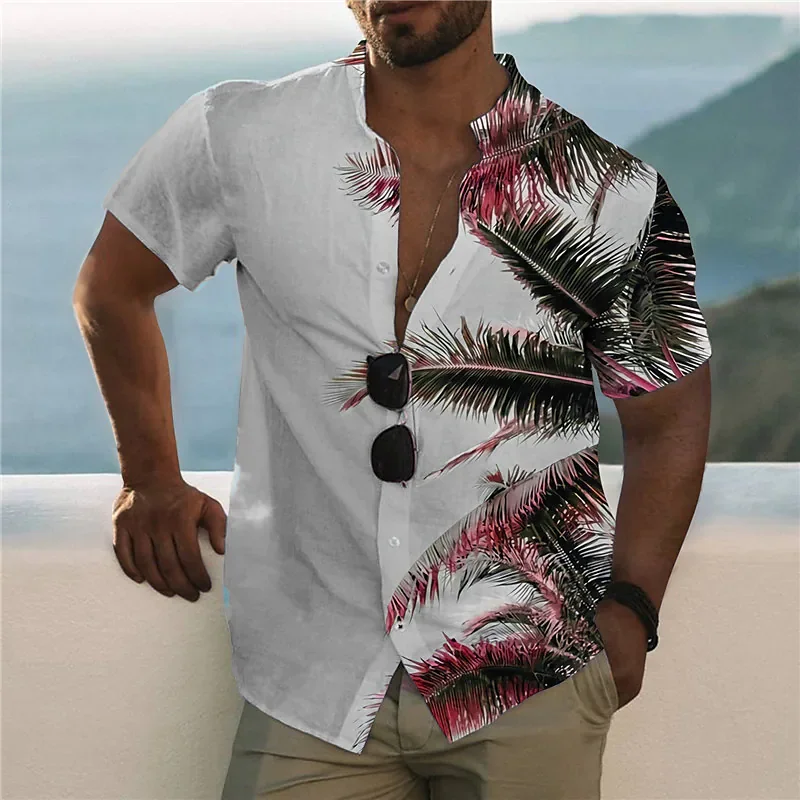 2023 Мъжки ризи от кокосови палми с 3D принтом, мъжки хавайска риза, плажни модни блузи с къс ръкав 5xl, тениска мъжка блуза Camisa 1