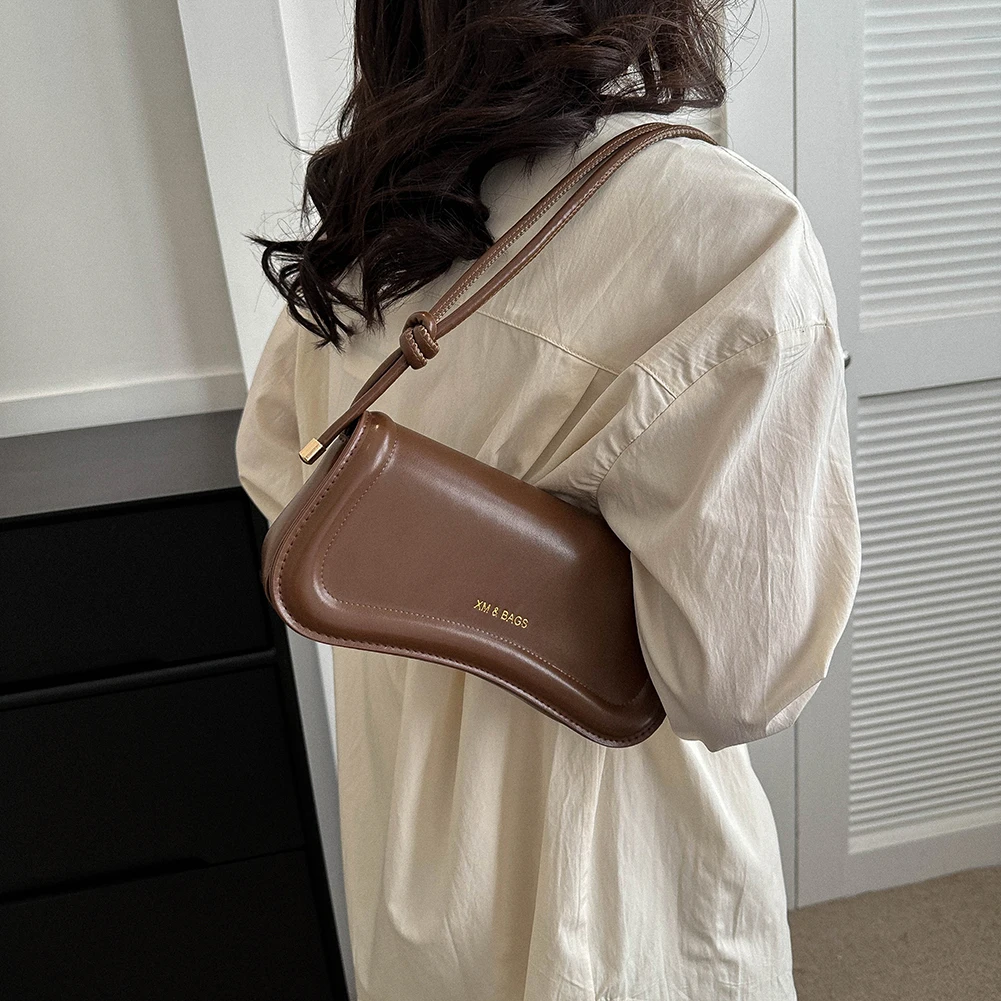 Дамски модни чанта през рамо от изкуствена кожа, лесна чанта за подмишниците, дамски однотонная реколта чанта-франзела за подмишниците, дизайнерска чанта-тоут 2