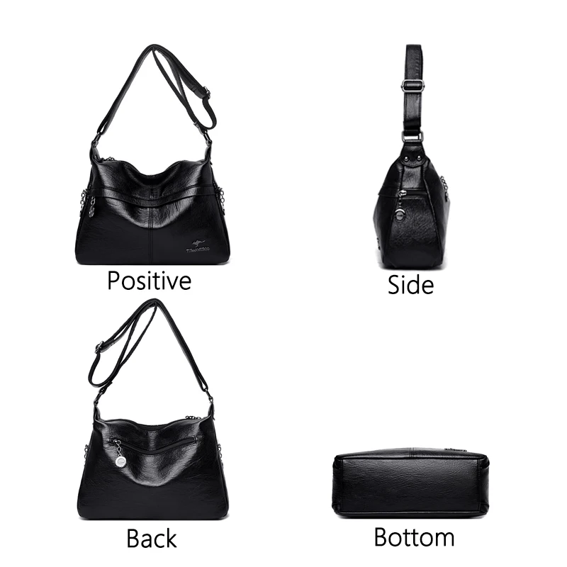 Дамски висококачествена чанта през рамо от изкуствена кожа, меки и елегантни дамски проста чанта през рамо, ежедневни дизайнерска чанта Sac A Main 2