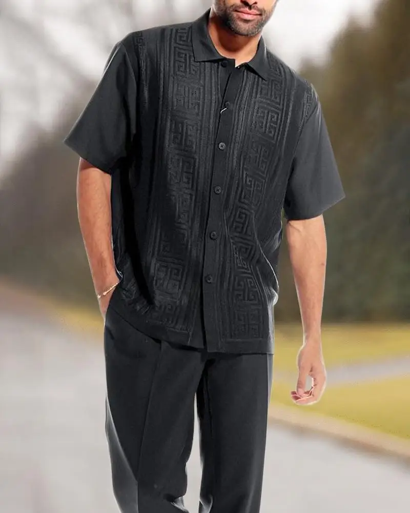 Мъжки летни дрехи от две части с принтом в ретро стил, ежедневни риза с къси ръкави, костюми, панталони, мъжки костюм 2023 travel street S-4XL 2