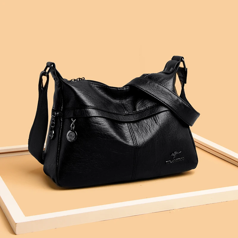Дамски висококачествена чанта през рамо от изкуствена кожа, меки и елегантни дамски проста чанта през рамо, ежедневни дизайнерска чанта Sac A Main 3