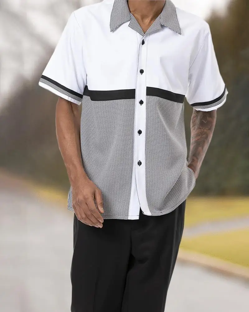 Мъжки летни дрехи от две части с принтом в ретро стил, ежедневни риза с къси ръкави, костюми, панталони, мъжки костюм 2023 travel street S-4XL 3
