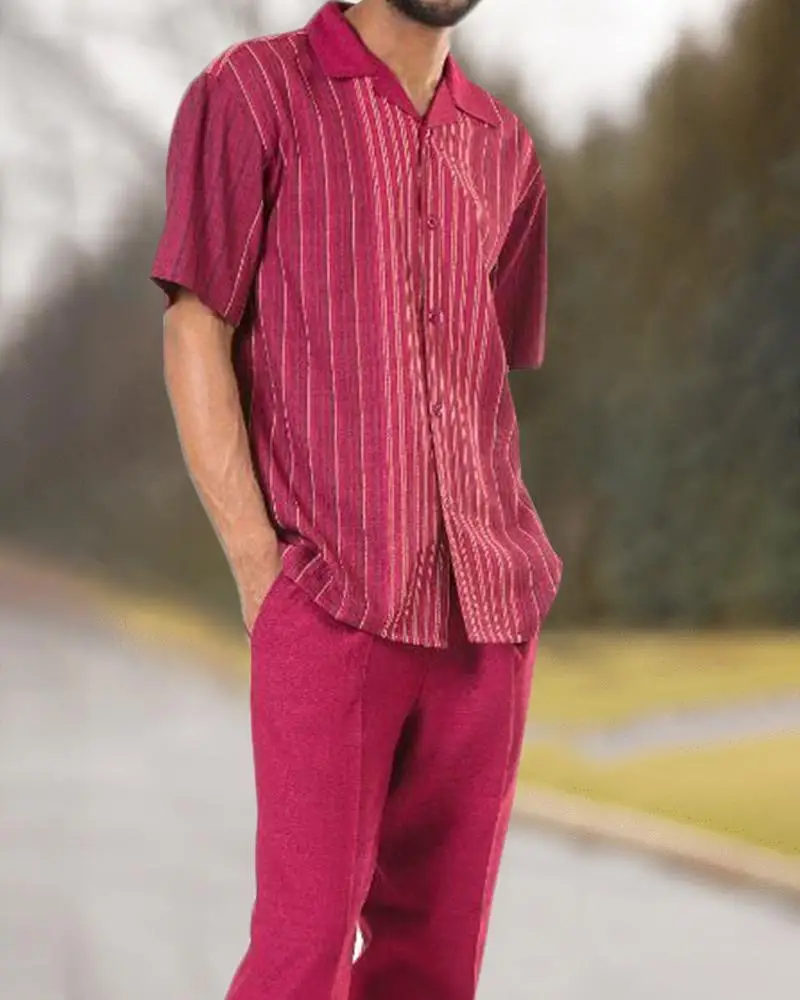 Мъжки летни дрехи от две части с принтом в ретро стил, ежедневни риза с къси ръкави, костюми, панталони, мъжки костюм 2023 travel street S-4XL 5