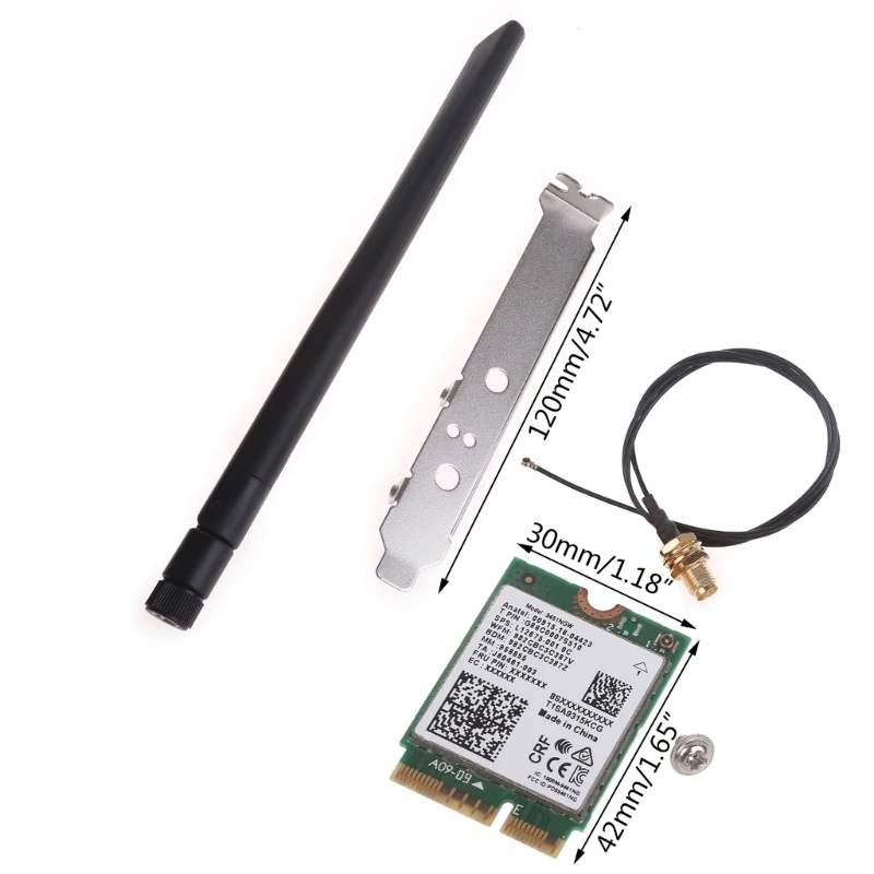 Двухдиапазонной карта Wi-Fi безжична карта M. 2 Key CNVI с честота 2,4 Ghz и 5 Ghz, адаптер БТ 5.0 с антени 5
